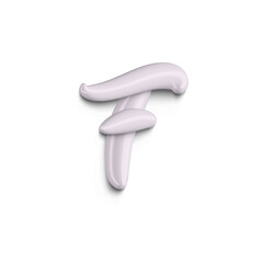 3d handwritten calligraphic letter F isolated transparent png. Type for card, poster, banner, wedding or Birthday