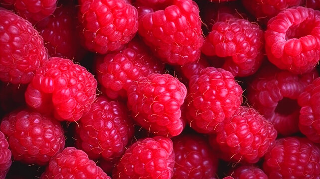 Full frame close-up of raspberries.