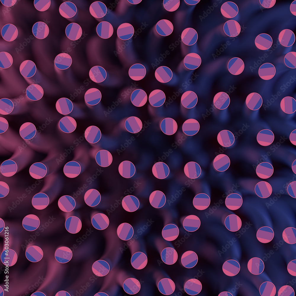 Aufkleber A gorgeous pattern of spiral-shaped objects with a depth-of-field effect. 3d rendering