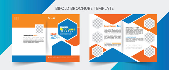 Bi fold Brochure Design Template for your Company with minimal and modern shapes in A4 format.