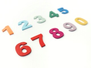 Colorful numbers from 0 to 9 on a White background