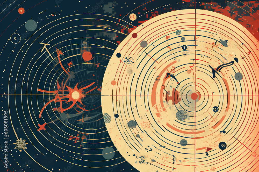 Poster a picture of a space station with a clock on it. generative ai.