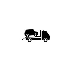 Fototapeta premium Towing truck with car icon isolated on white background 