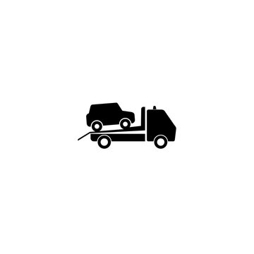 Towing truck with car icon isolated on white background 