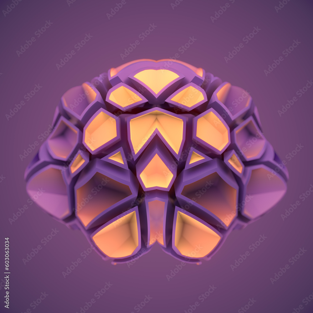 Aufkleber Abstract 3d rendering digital illustration of crystal figure with crack pattern