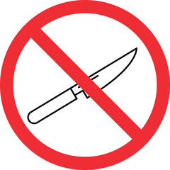 No knife sign vector. Forbidden signs and symbols.
