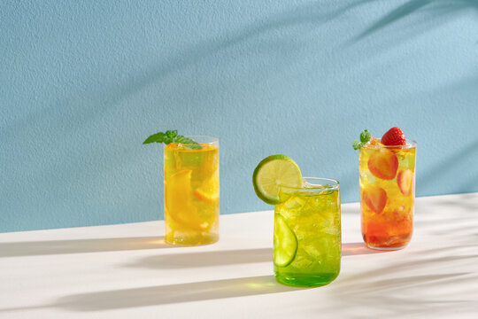 Cold orange with rosemary on a background of summer cold