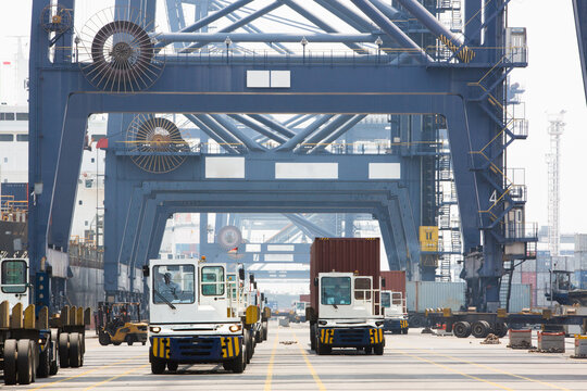 Cargo shipping port trucks