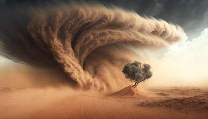 sandstorm in the desert. Generative AI, - obrazy, fototapety, plakaty