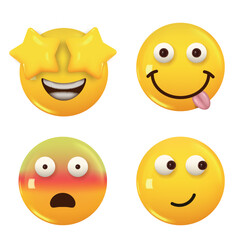 Set of 3d icon yellow color smile emoji. Set Icon Smile Emoji. Vector