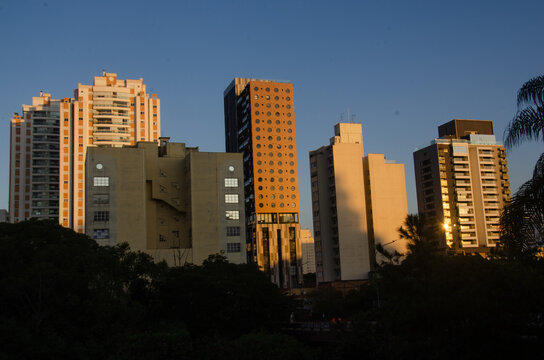 Facade of the buildings, located on Oscar Freire street, in the city of S&atilde;o Paulo
