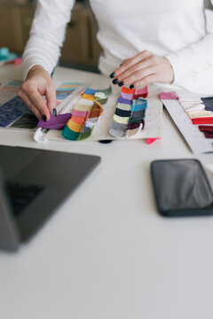 Textile interior fabric sample table