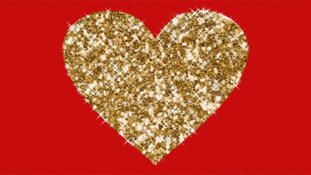 Golden heart on a red background