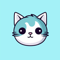 Playful and Cute Cat Head Cartoon Icons, Flat Vector Illustrations for Mammals and Carnivores