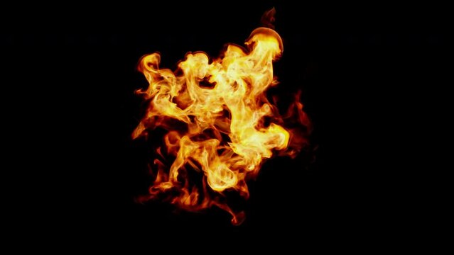 A burning fireball appears and disappears on a transparent background. swirling flame. Magical or mystical visual special effect.