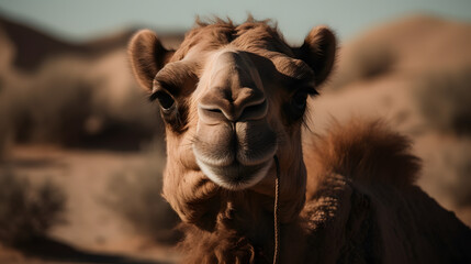 Camel in desert. Generative AI