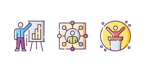 business flat icon logo design inspiration