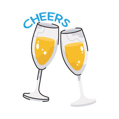Cheer doodle filled vector outline Sticker. EPS 10 file