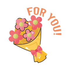 Flowers doodle filled vector outline Sticker. EPS 10 file