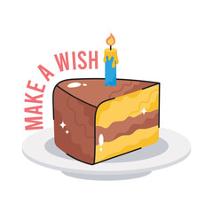 Piece Of Cake doodle filled vector outline Sticker. EPS 10 file