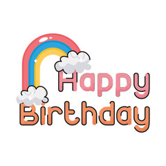 Happy birthday doodle filled vector outline Sticker. EPS 10 file