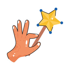 Magic stick doodle filled vector outline Sticker. EPS 10 file