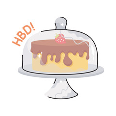 Birthday cake doodle filled vector outline Sticker. EPS 10 file