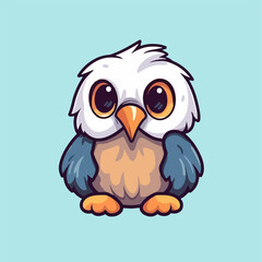 Swift and Powerful, Flat Style Vector Illustration of a Baby Eagle with Sharp Vision