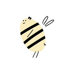 Cartoon bee for concept design. Animal character design. Vector illustration in flat style.