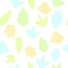  sad leaves with light colors simple seamless pattern. 