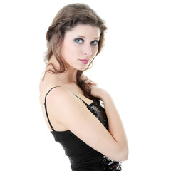 Fototapeta premium Catwalk fashion model isolated on a white background