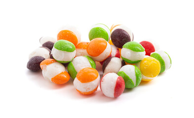 Freeze Dried Rainbow Candy on a White Background