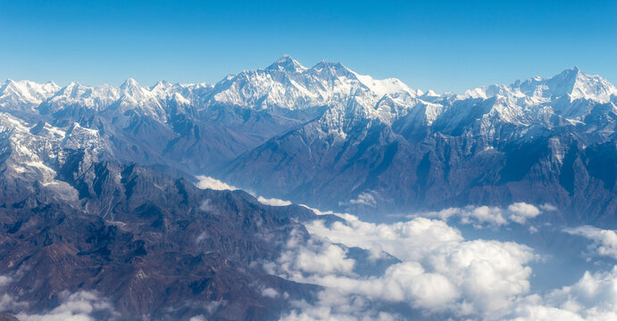 Himalaya mountains from the air