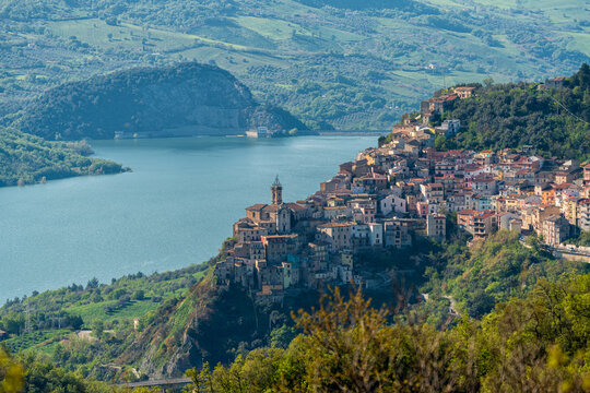 Panoramic view of Colledimezzo, beautiful village in Chieti Province, Abruzzo, central Italy.