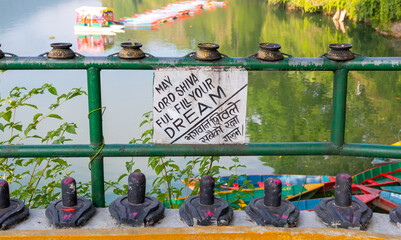 Sign at lake pokhara nepal 
