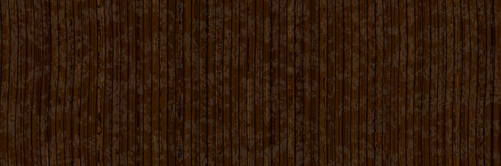 Dirty horror dark brown wooden surface with scratched messy parts in horizontal boards. Grunge wood laminate texture with pine texture. Retro goth plank floor with tree branches and stripes	
