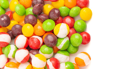 Freeze Dried Rainbow Candy on a White Background