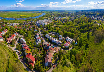 Osiedle w pobliżu rezerwatu przyrody, miasto Gorzów Wielkopolski, gorzowskie murawy widok z lotu ptaka w kierunku południowym w kierunku rzeki Warta