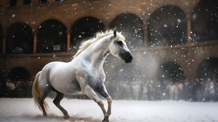 Obraz na płótnie Canvas Magical Snowy Scene at the Palio di Siena