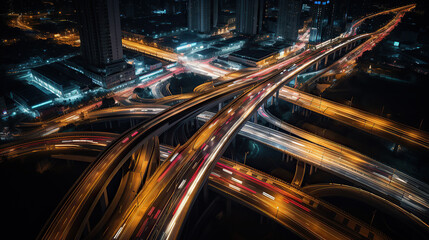 Fototapeta na wymiar Expressway top view, Road traffic an important infrastructure Generative AI