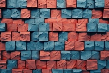 red and blue brick wall