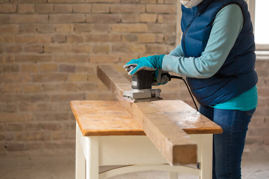 A woman is renovating her home