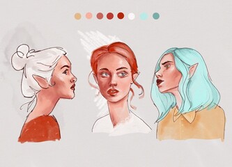 Sketches of girls