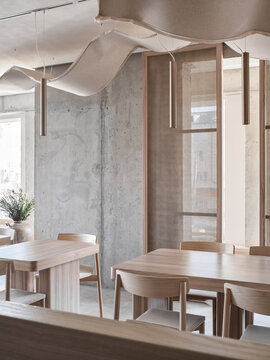 Shiny wooden table in dining area