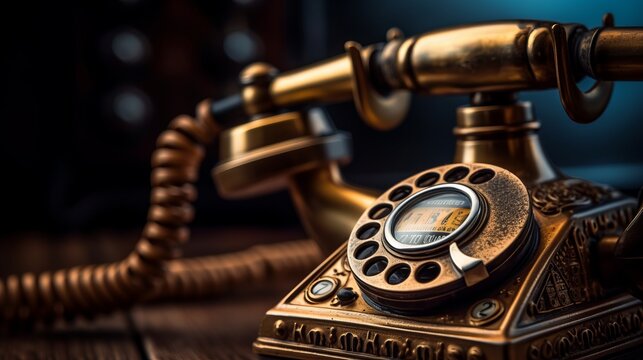 Close-up of an old-fashioned phone. Generative AI