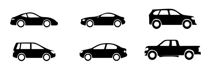 set of silhouette of different cars