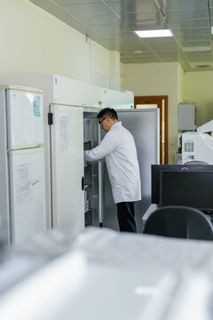 Laboratory refrigerator researcher biotechnology instrument 