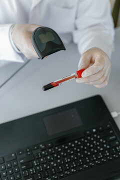 Test tube healthcare analysis scan device anonymous scientist 