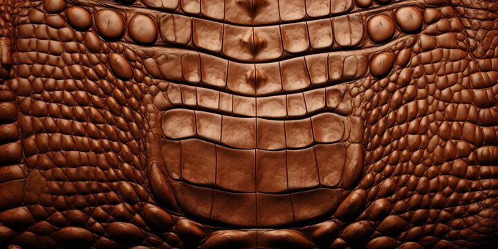 Alligator leather texture in brown color. Textured backgrouds and backdrops. Ai Generative illustration