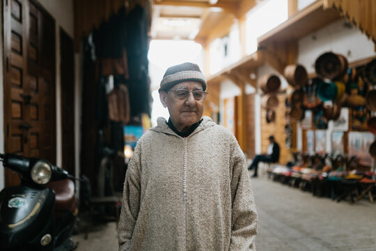 Senior Arab man in an alley